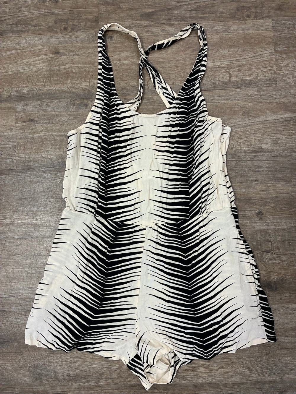 Black and Cream Striped Romper